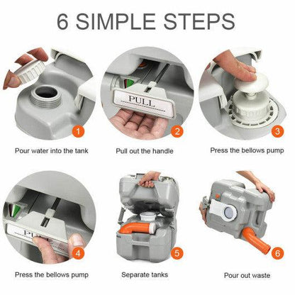 Costway 5.3 Gallon Portable Travel Toilet with Piston Pump Flush