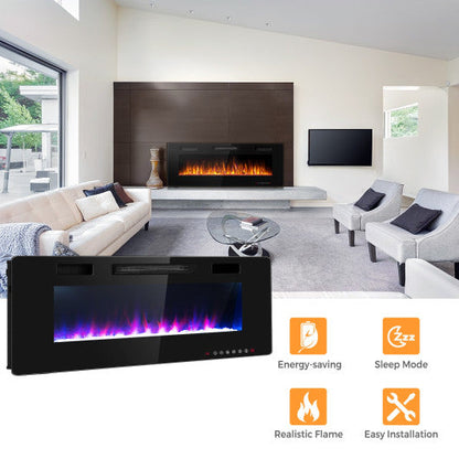 Costway 60" Ultra Thin Electric Fireplace with 2 Heat Settings