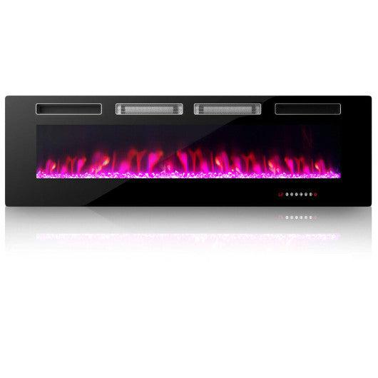 Costway 60" Ultra-Thin Electric Fireplace with Decorative Crystals