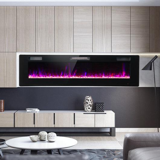 Costway 60" Ultra-thin Electric Fireplace with Remote Control and Timer Function