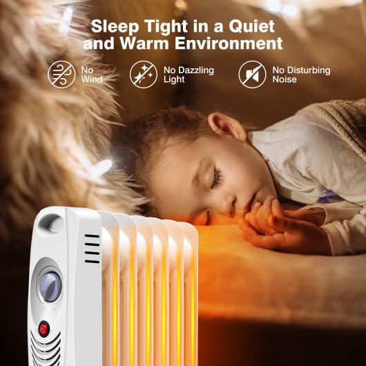 Costway 700W Portable Mini Electric Oil-Filled Radiator Heater - White