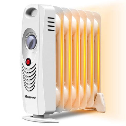 Costway 700W Portable Mini Electric Oil-Filled Radiator Heater - White