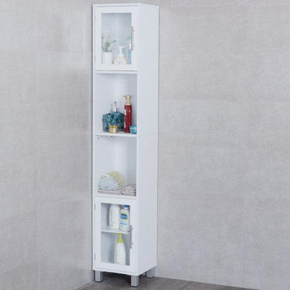 Costway 71 Inch Height Wooden Organizer Bathroom Tall Tower Storage Cabinet Unit