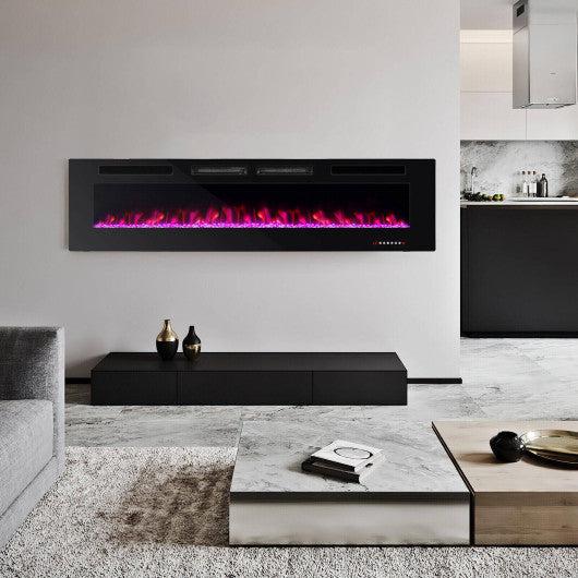 Costway 72" Ultra-Thin Electric Fireplace with Decorative Crystals
