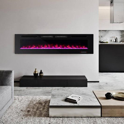 Costway 72" Ultra-Thin Electric Fireplace with Decorative Crystals