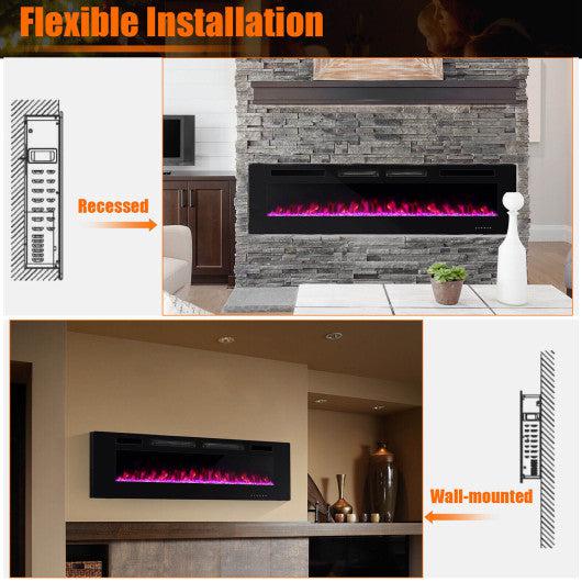 Costway 72" Ultra-Thin Electric Fireplace with Decorative Crystals