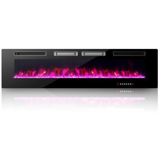 Costway 72" Ultra-Thin Electric Fireplace with Decorative Crystals