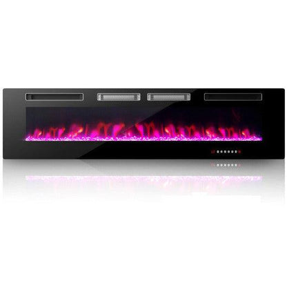 Costway 72" Ultra-Thin Electric Fireplace with Decorative Crystals