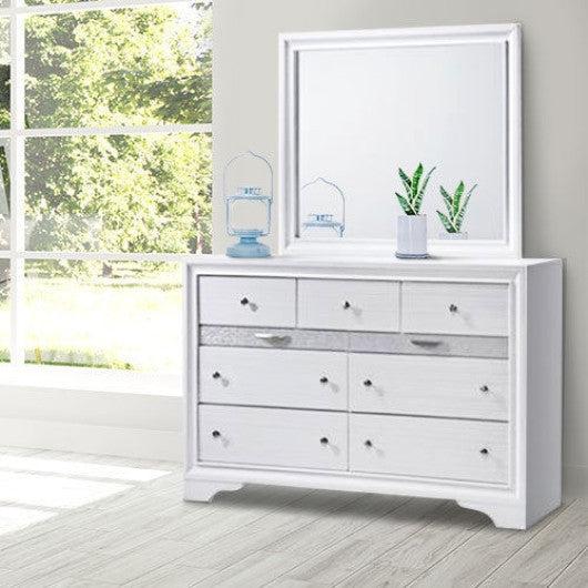 Costway 9 Drawers Modern Storage Cabinet Dresser Mirror Set