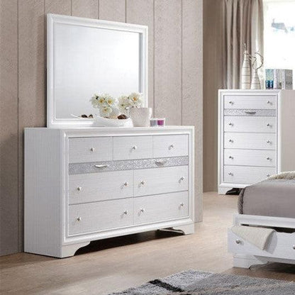 Costway 9 Drawers Modern Storage Cabinet Dresser Mirror Set