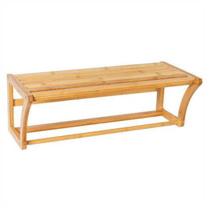 Costway Bamboo Towel Bar Wall Mounted Storage Towel Rack Bathroom Shelf