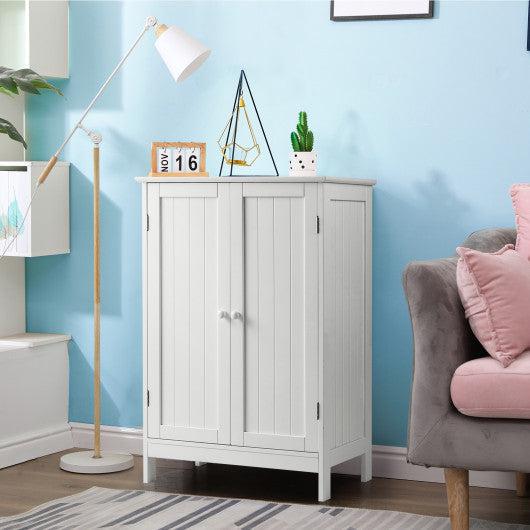 Costway Bathroom Floor Storage Double Door Cupboard Cabinet