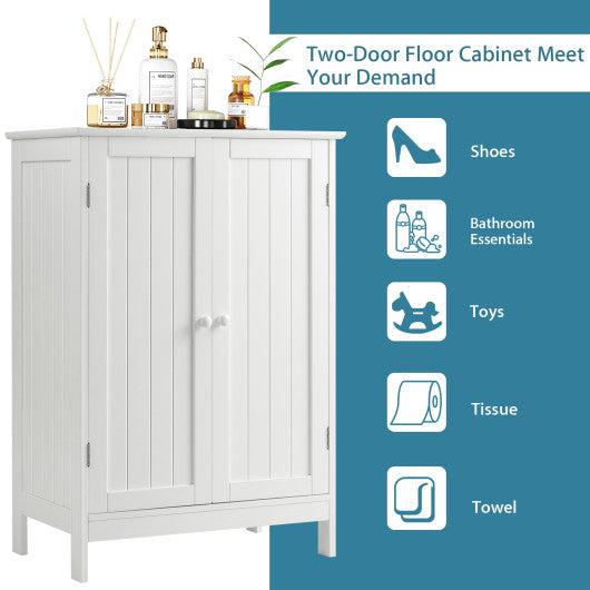 Costway Bathroom Floor Storage Double Door Cupboard Cabinet