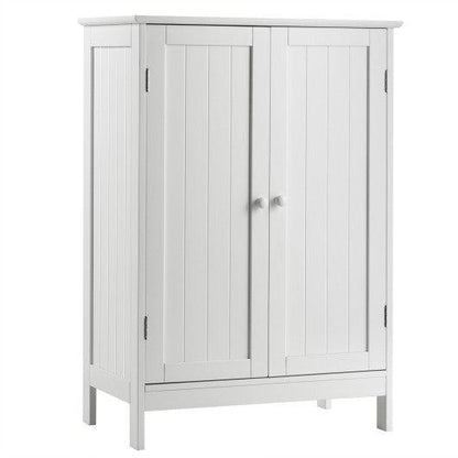 Costway Bathroom Floor Storage Double Door Cupboard Cabinet