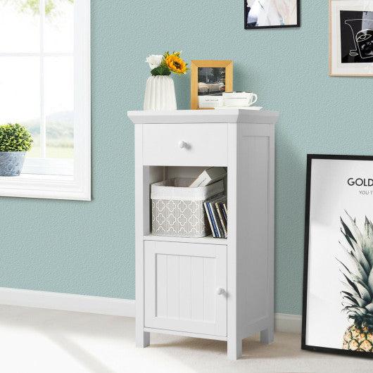 Costway Bathroom Floor Storage Drawer Cabinet Cupboard with Door