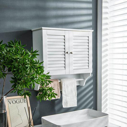 Costway Bathroom Medicine Cabinet with Height Adjustable Shelf and Towels Bar