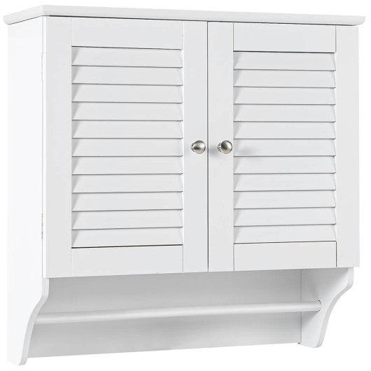 Costway Bathroom Medicine Cabinet with Height Adjustable Shelf and Towels Bar