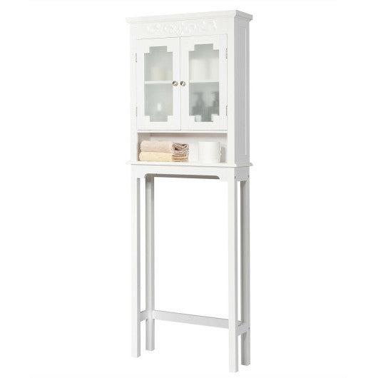 Costway Bathroom Space Saver Carved Top Toilet Rack with Adjustable Shelf