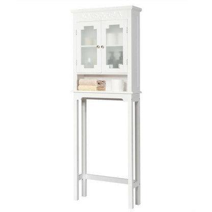 Costway Bathroom Space Saver Carved Top Toilet Rack with Adjustable Shelf