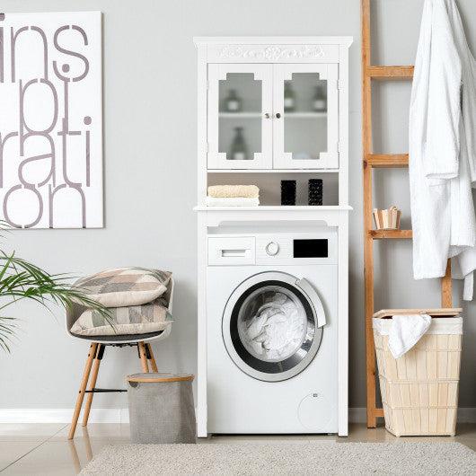 Costway Bathroom Space Saver Carved Top Toilet Rack with Adjustable Shelf