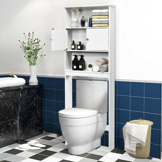 Costway Bathroom Wood Organizer Shelf Storage Rack with Cabinet