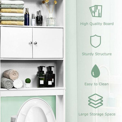 Costway Bathroom Wood Organizer Shelf Storage Rack with Cabinet