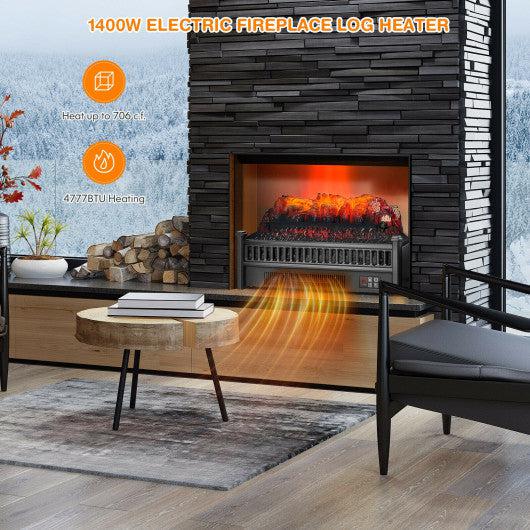 Costway Black 1400W Electric Fireplace Log Heater with Adjustable Flame Brightness