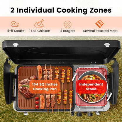 Costway Black 2-in-1 Gas Camping Grill and Stove with Detachable Legs
