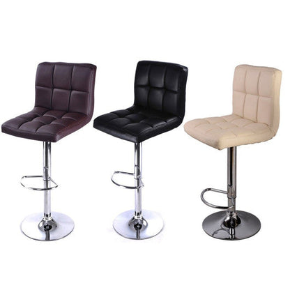 Costway Black Bar Stool PU Leather Barstools Chairs Adjustable Counter Swivel Pub Style New