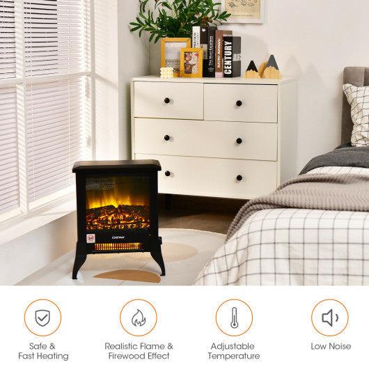 Costway Black Compact Portable Space Heater with Realistic Flame Effect