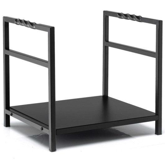 Costway Black Firewood Log Rack with Unique Handle and Raised Feet
