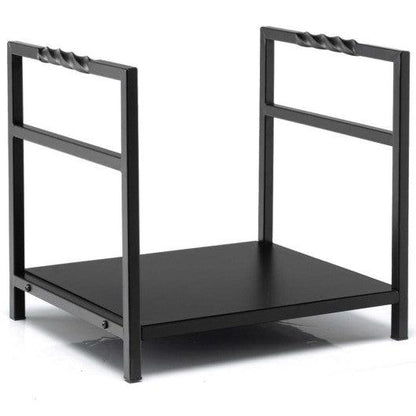 Costway Black Firewood Log Rack with Unique Handle and Raised Feet