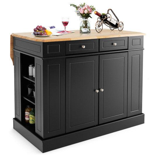 Costway Black Kitchen Island with Storage and 3-Level Adjustable Shelves