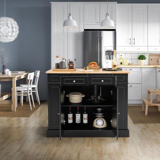 Costway Black Kitchen Island with Storage and 3-Level Adjustable Shelves
