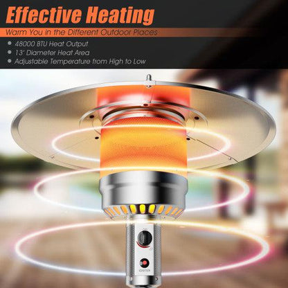 Costway Black Outdoor Heater Propane Standing LP Gas Steel with Table & Wheels