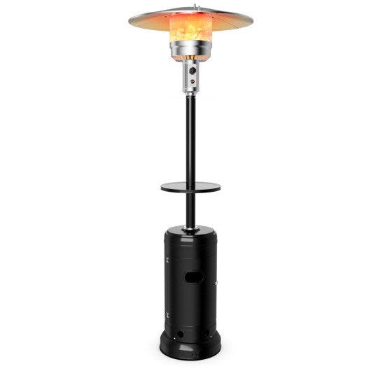 Costway Black Outdoor Heater Propane Standing LP Gas Steel with Table & Wheels