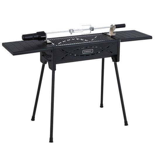Costway Black Portable Charcoal Grill with Electric Roasting Fork