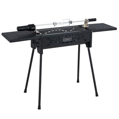 Costway Black Portable Charcoal Grill with Electric Roasting Fork