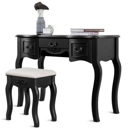 black antique dressing table Enchanting Jacobean Black Vanity Set Circa 1930's Vintage Chic LA
