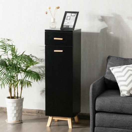 Costway Black Waterproof Bathroom Cabinet with Adjustable Shelves and Sliding Drawer