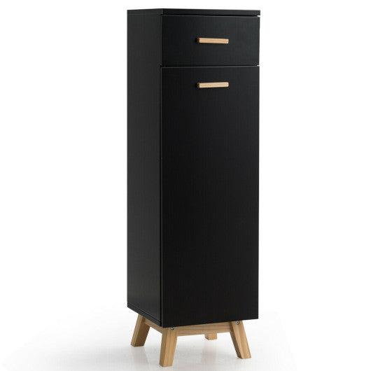 Costway Black Waterproof Bathroom Cabinet with Adjustable Shelves and Sliding Drawer