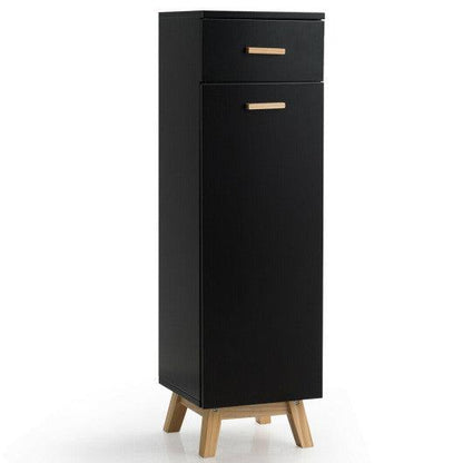 Costway Black Waterproof Bathroom Cabinet with Adjustable Shelves and Sliding Drawer