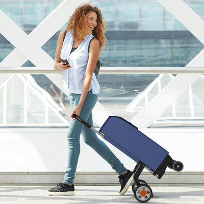 Costway Blue Folding Shopping Cart Utility Hand Truck with Rolling Swivel Wheels