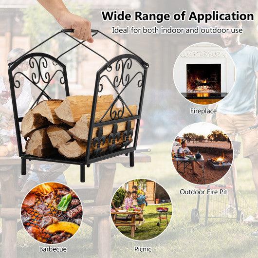 Costway Decorative Firewood Rack with Handles and Raised Legs