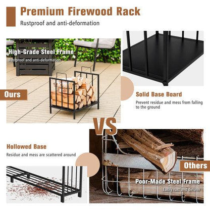 Costway Decorative Steel Firewood Log Holder with Handle