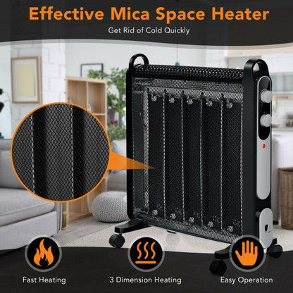 Costway Electric Mica Space Portable Heater with Adjustable Thermostat - Black