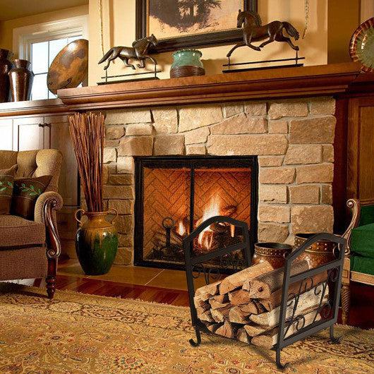 Costway Fireplace Log Holder Iron Indoor Firewood Rack