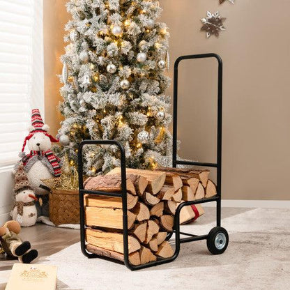 Costway Firewood Log Cart Carrier with Anti-Slip and Wear-Resistant Wheels