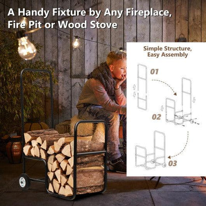 Costway Firewood Log Cart Carrier with Anti-Slip and Wear-Resistant Wheels