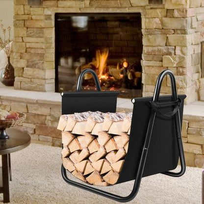 Costway Firewood Rack Log Wood Storage Holder with Canvas Tote Carrier